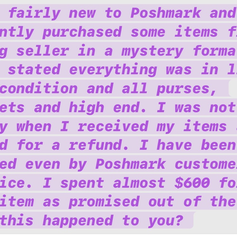 Text Screenshot from Poshmark